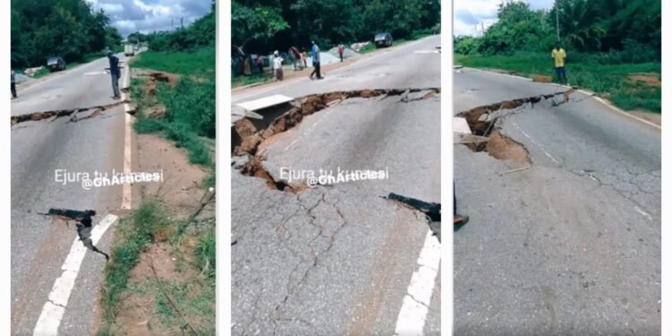 Motorists in danger as major road caves in