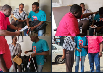 John Dumelo pays fees for a visually impaired law student