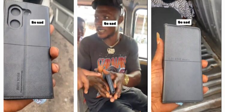 Man threatens to invoke curses on a phone dealer who scammed him with a floor tile after paying GHC500