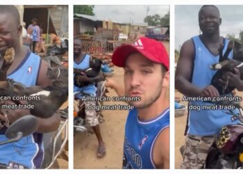 Video – US tourist angrily ‘fights’ Macho man for buying a dog from a meat market