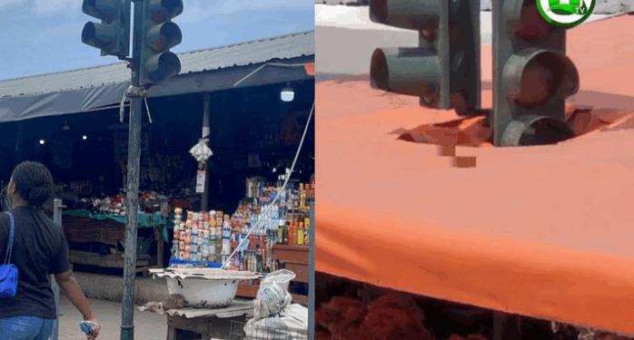 Kasoa Traders’ makeshift shelter blocking a traffic light removed